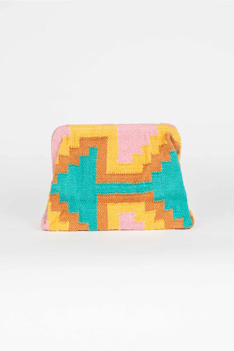 Yucatan Aqua Pink Clutch Bag with Chain Handle