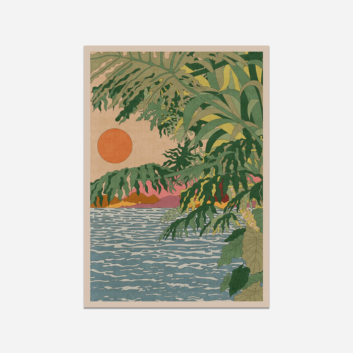 Retro Orange Moon Print A3