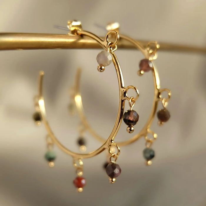Tourmaline Gemstone Hoops Earrings