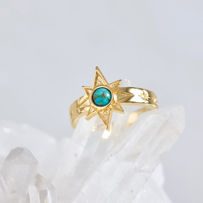 Turqoise Gold Plated North Star Ring