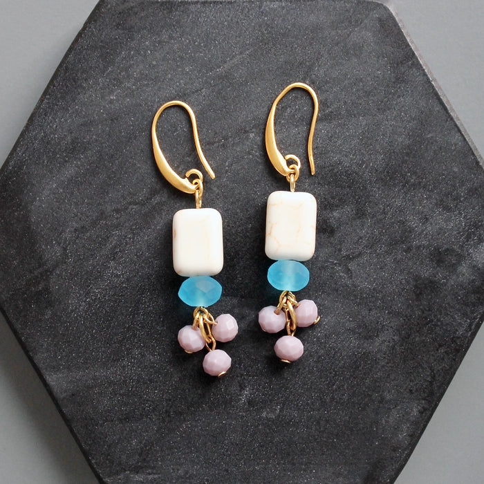 Lavender and Capri Blue Earrings