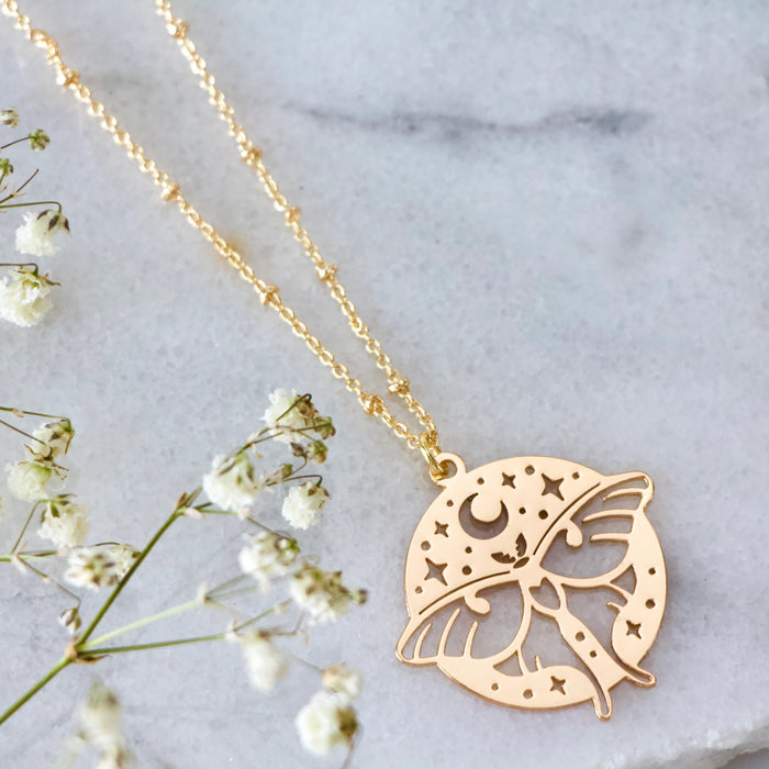 Luna Moth Coin Necklace