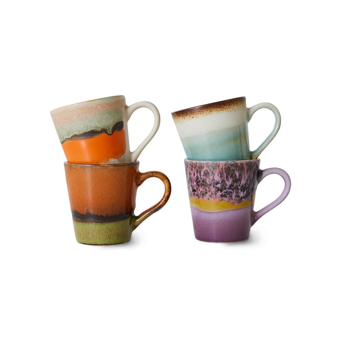 HKliving 70s Ceramics - Ceramic Set of 4 Espresso Mugs