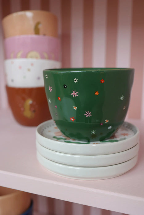 Green Floral Cup