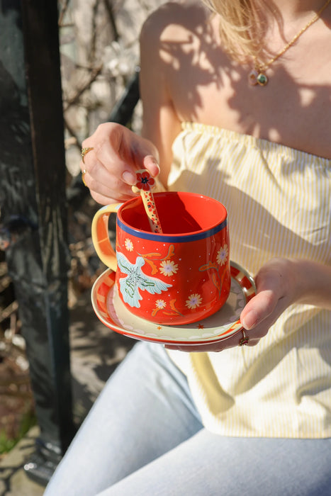 Yellow Spoon with Poppies