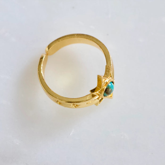 Turqoise Gold Plated North Star Ring