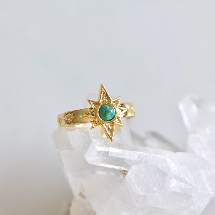 Turqoise Gold Plated North Star Ring