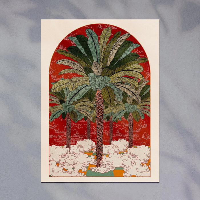 Retro Palm Tree Print A3