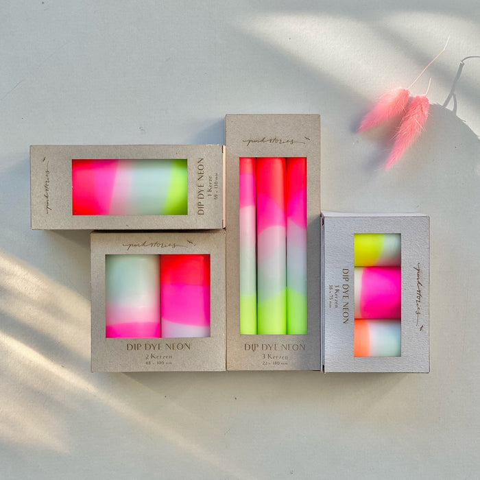 Dip Dye Neon Candles Set of 3 Lollipop Trees