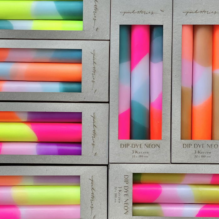 Dip Dye Neon Candles Set of 3 Rainbow Kisses