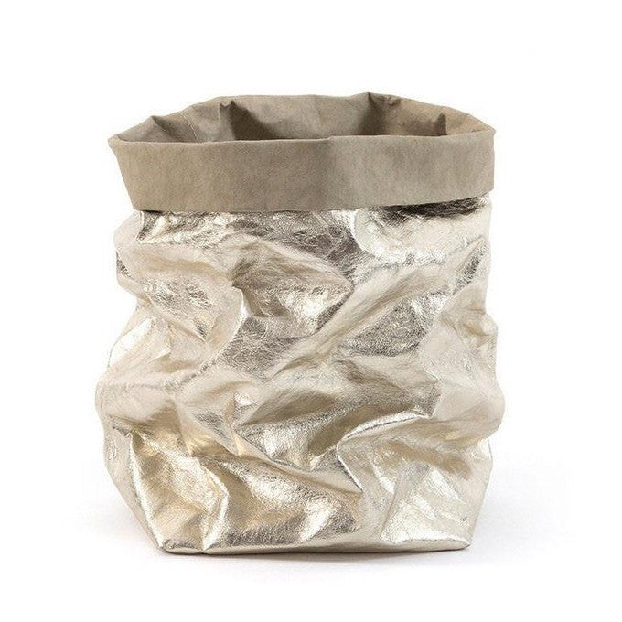 UASHMAMA Metallic Large Paper Bag Platino