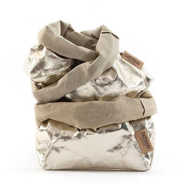 UASHMAMA Metallic Small Paper Bag Platino