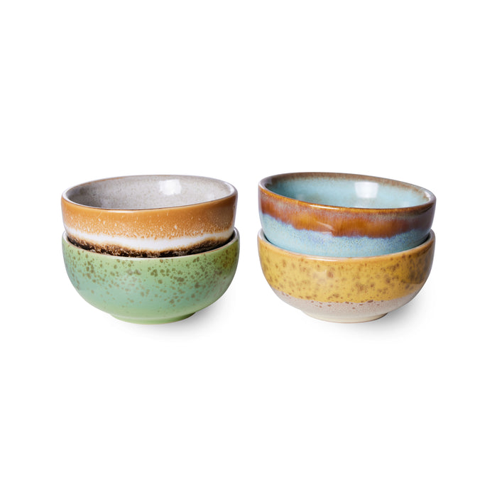 HKliving 70s Ceramics - Set of 4 Ceramic Small Bowls