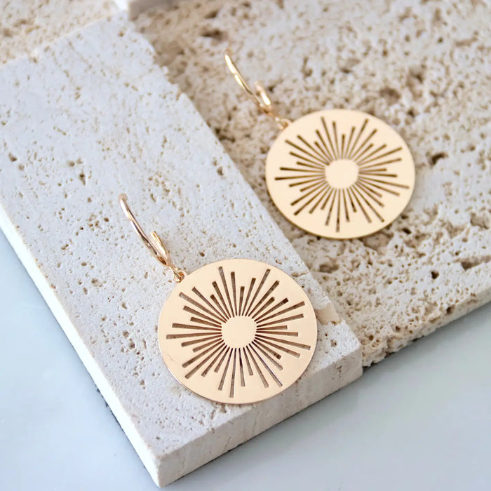 Sunburst Coin Hoop Earrings