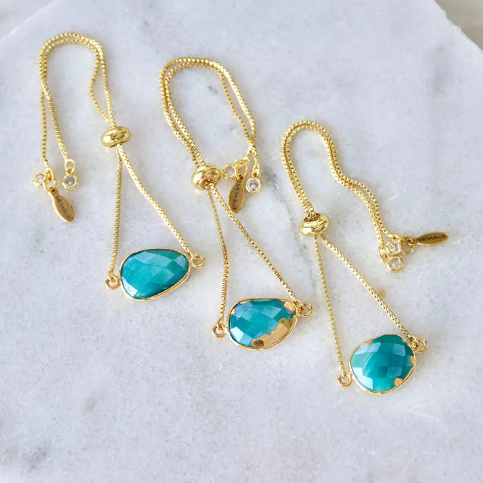 Faceted Gemstone Adjustable Bracelet