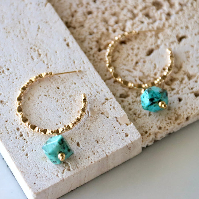 Textured Hoop Gold Plated Earrings
