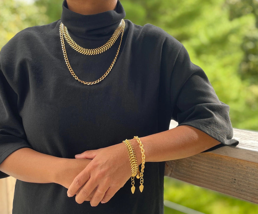 Gold Plated Fishbone Bracelet