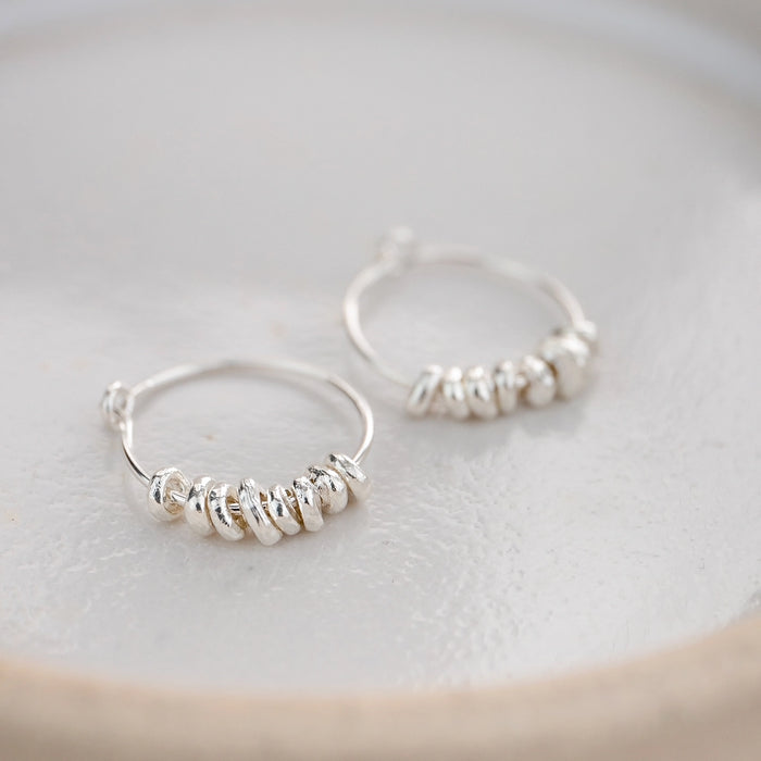 Sterling Silver Nugget Hoop Earrings