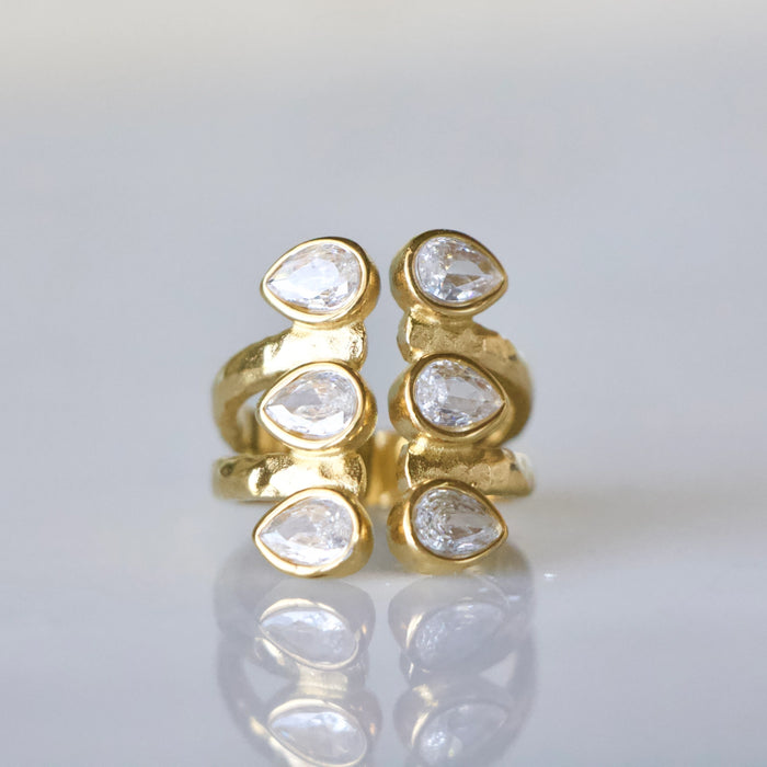 Droplet Cuff Gold Plated Ring