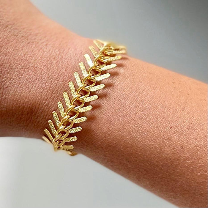 Gold Plated Fishbone Bracelet