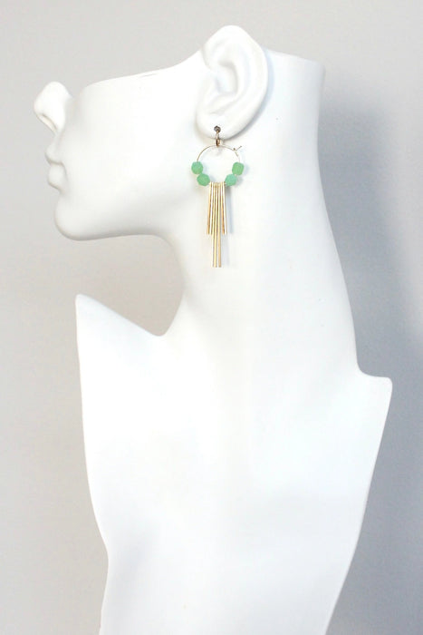 Mint Glass Hoop Earrings