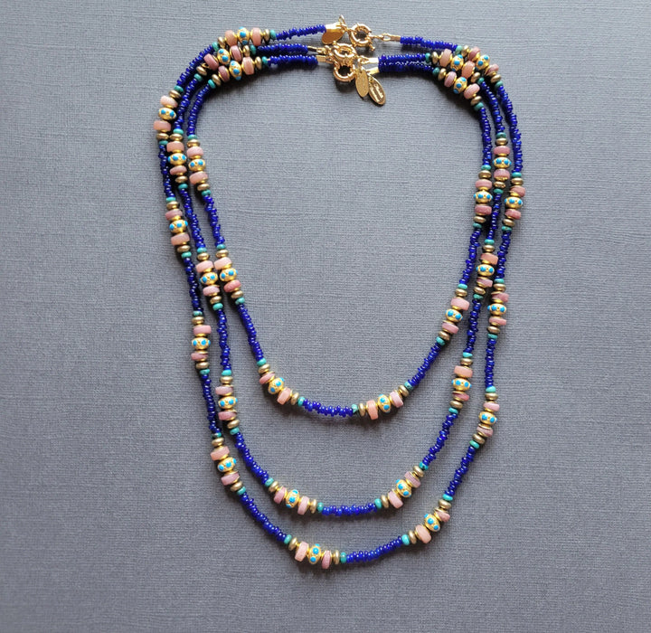 PREORDER Meredith Waterstraat Blue Glass Necklace
