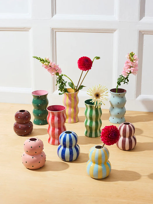 Fonda Vase Pink and Green Dots
