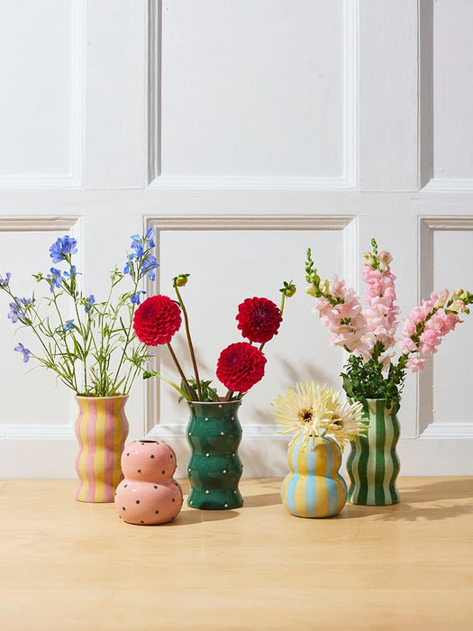 Palma Vase Green Pink Dots