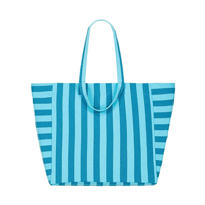 Rose in April Turquoise Stripe Oversize Tote Bag