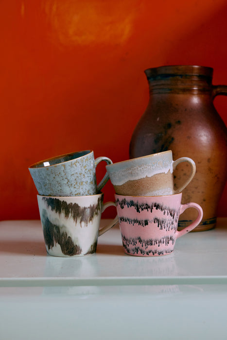 HKliving 70s Ceramics of 4 Cappuccino Mugs Dada