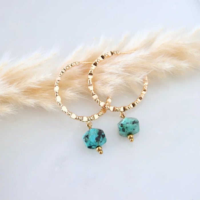 Textured Hoop Gold Plated Earrings