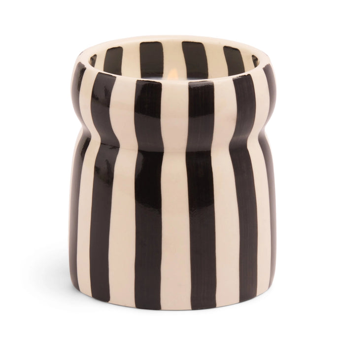 Paddywax Cabana Black Striped Ceramic Candle - Lava Stone