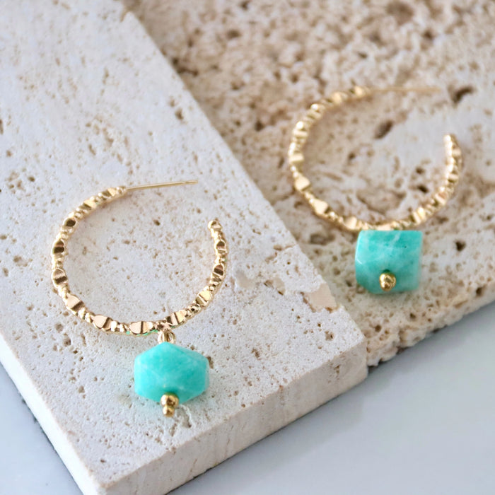 Textured Hoop Gold Plated Earrings