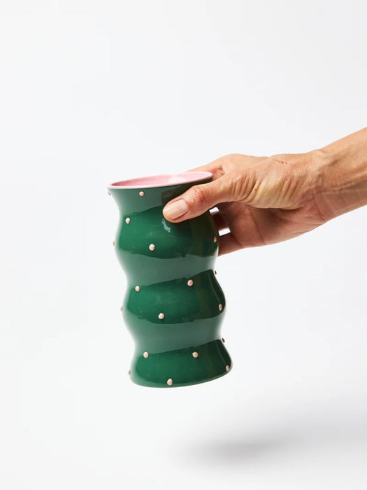 Palma Vase Green Pink Dots