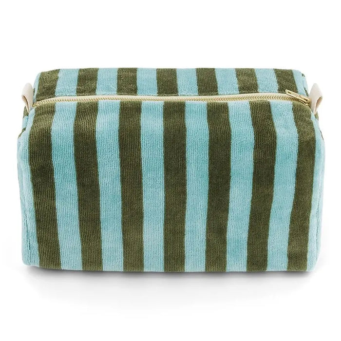 Rose in April Khaki Blue Stripe Beauty Bag
