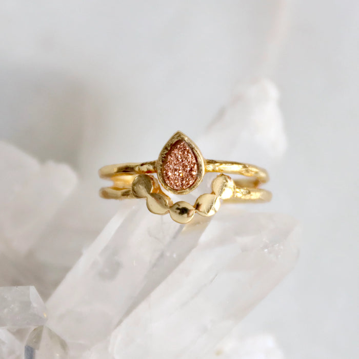 Druzy Teardrop Gold Plated Ring