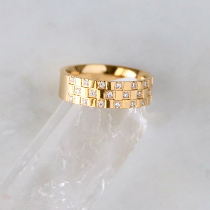 Checker Board Gold Plated Ring