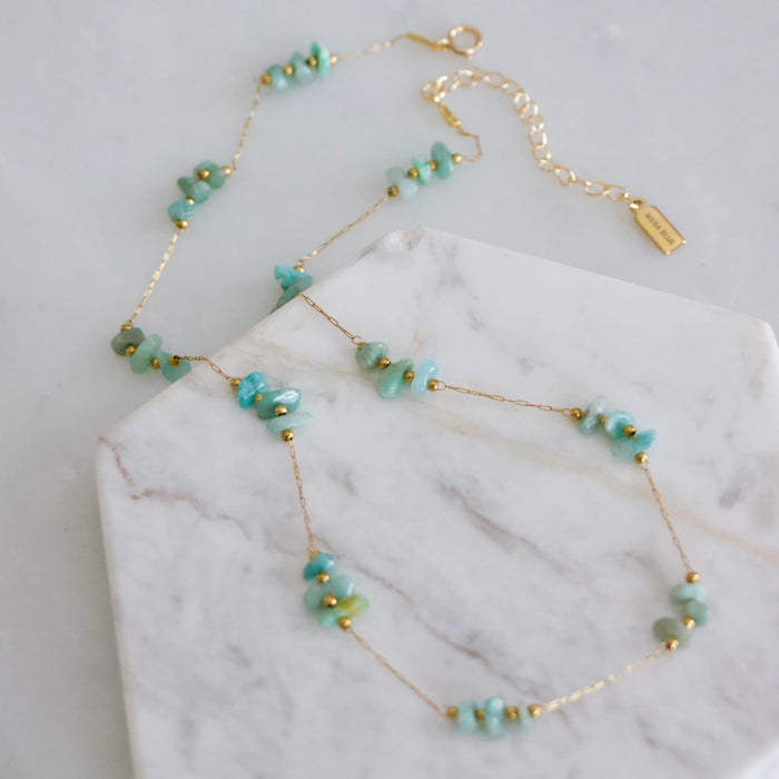 Nugget Gemstone Gold Plated Necklace