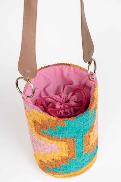 Yucatan Aqua Pink Bucket Bag