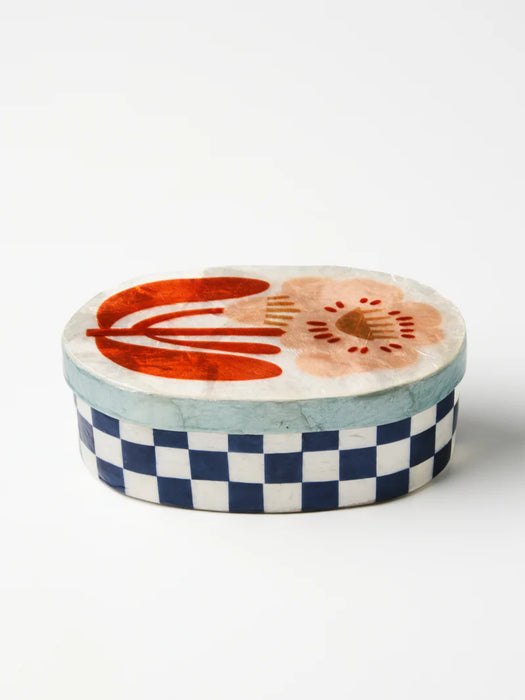 Paradis Navy Floral Shell Box