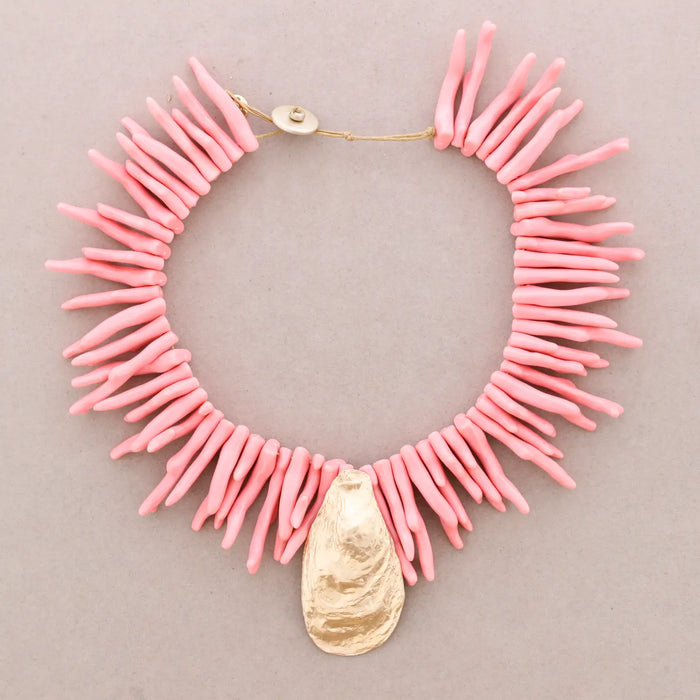 Coral and Shell Choker Necklace