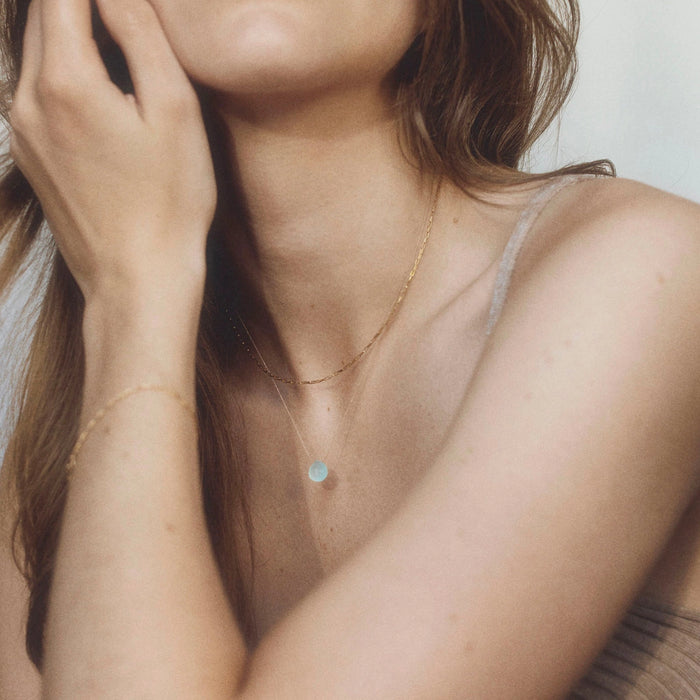 Sea glass Chalcedonay Fine Cord Necklace