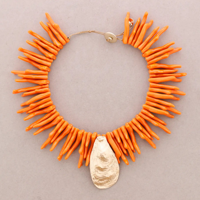 Coral and Shell Choker Necklace
