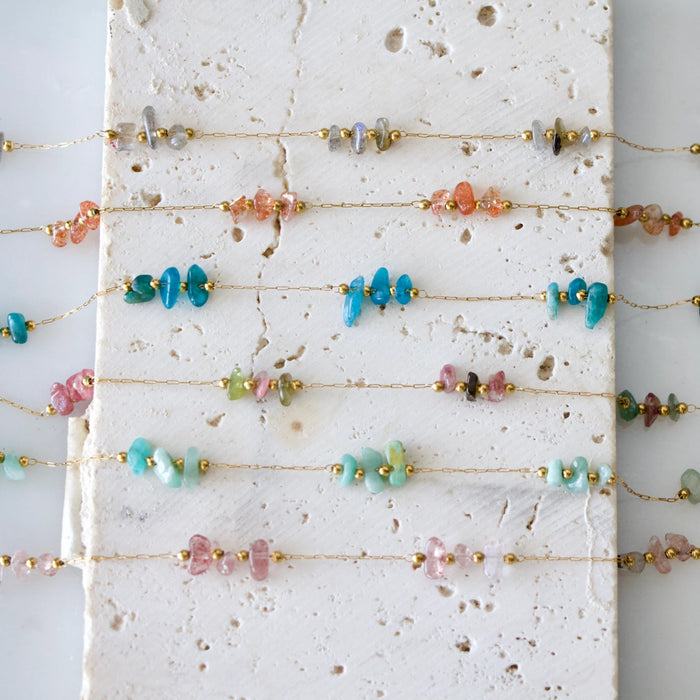 Nugget Gemstone Gold Plated Necklace