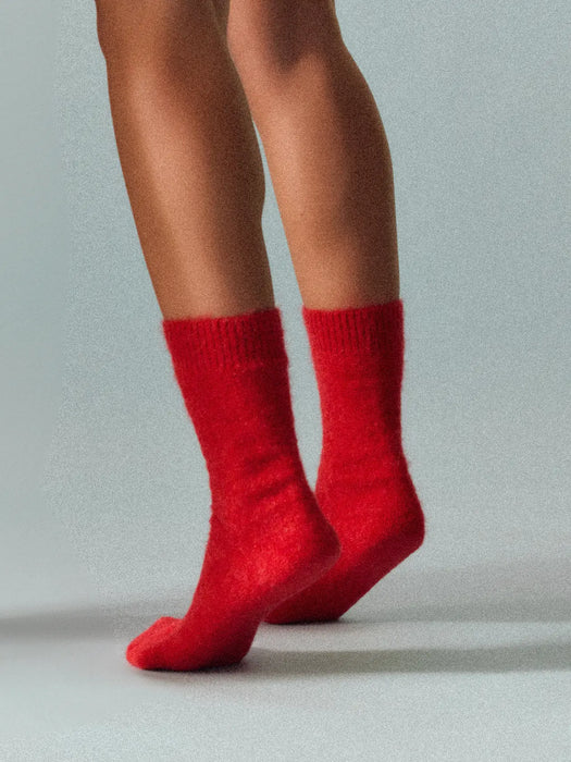 Pairs Soft Alpaca Socks Red
