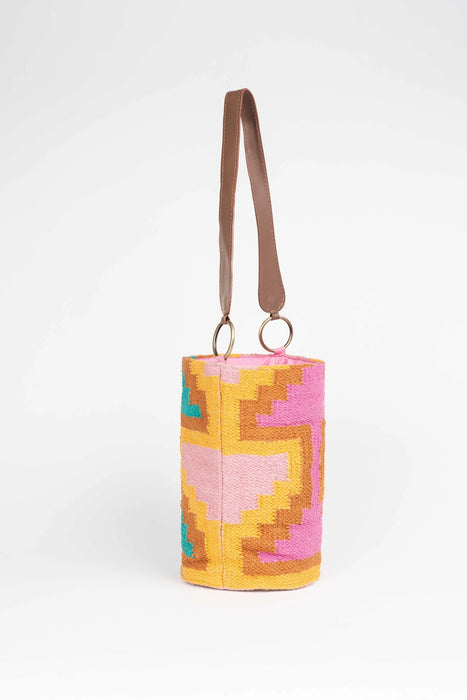Yucatan Aqua Pink Bucket Bag