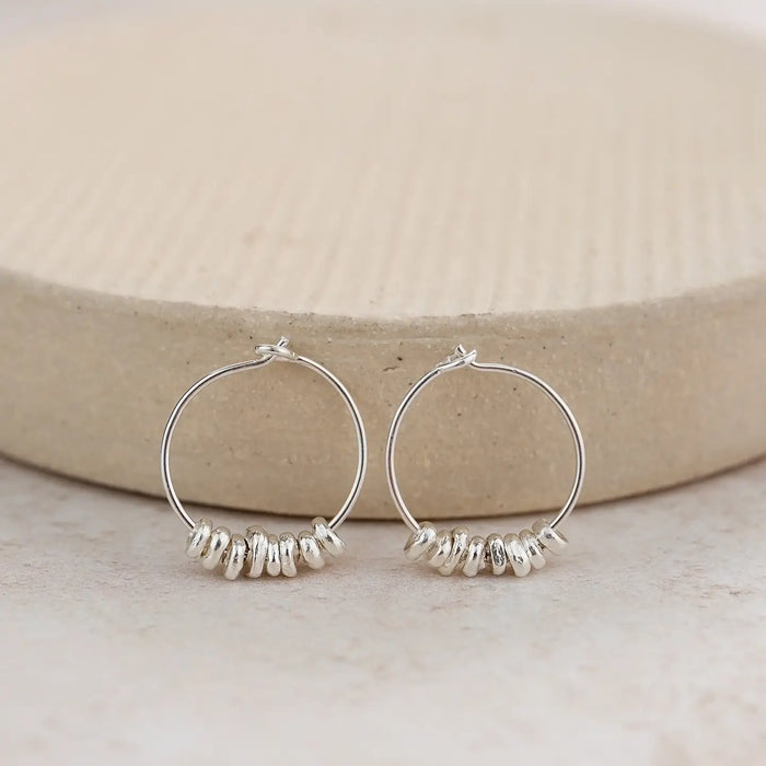Sterling Silver Nugget Hoop Earrings