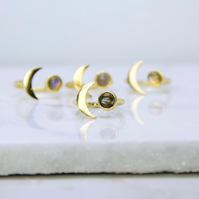 Labradorite Gold Plated Ring