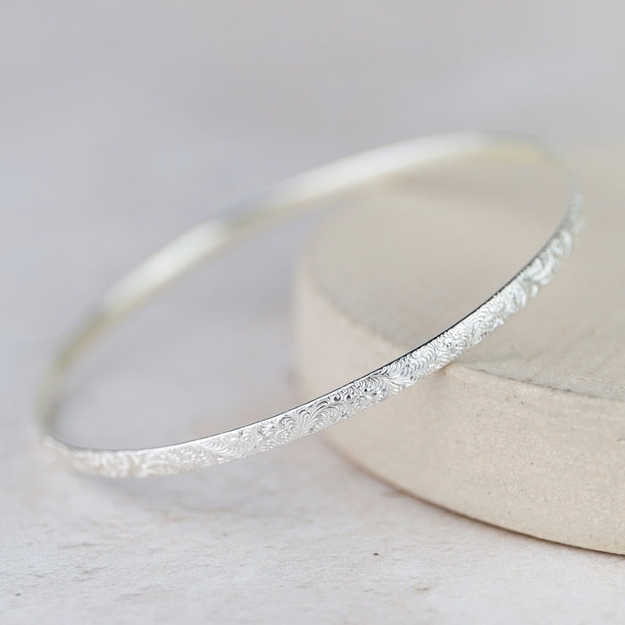 Sterling Silver Textured Bangle