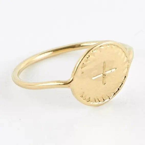 Gold Plated Round Cross Ring